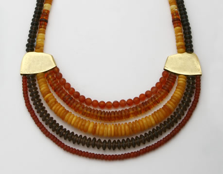 Wild-fire necklace with mixed beads and gold details